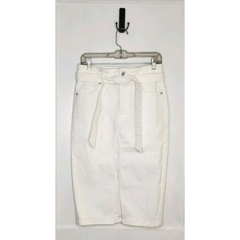 NWT Veronica Beard Nazia Denim Pencil Skirt White Size 6 READ